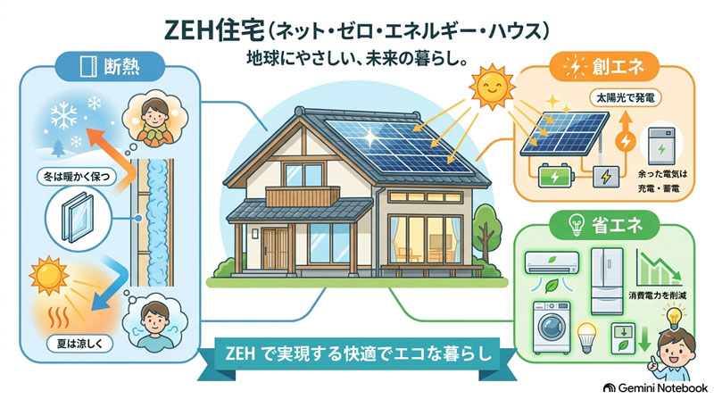 ZEH住宅
地球にやさしい未来の暮らし